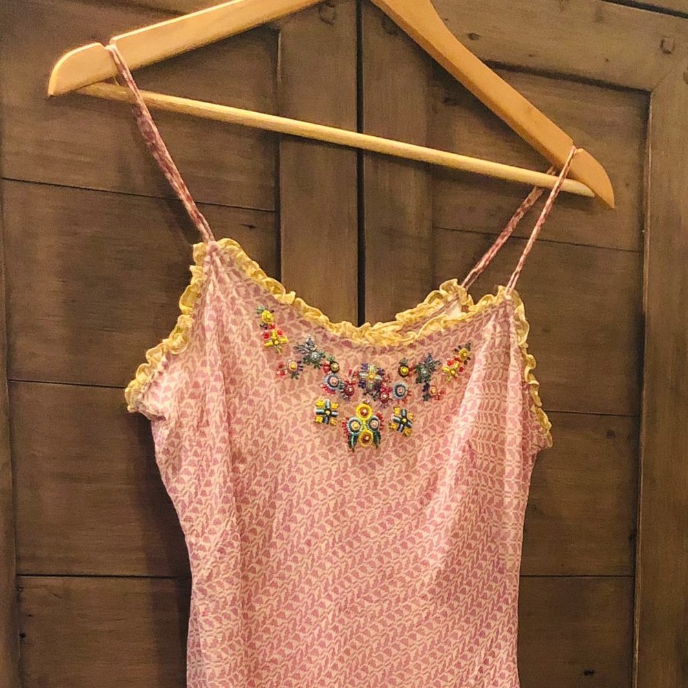 Megan Park 100% Silk Dress with Beadwork